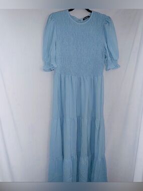 BTFBM Baby Blue Smocked Midi Dress XL